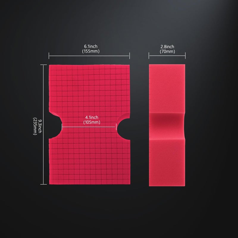 SPTA Car Wash Sponge, SPTA 3 Pack Big Red Sponge, Scratch-Free Car Cleaning Sponge, Durable Cross Cut Grid Sponge for Auto Multi Use Cleaning Washing Surfaces - Image 2